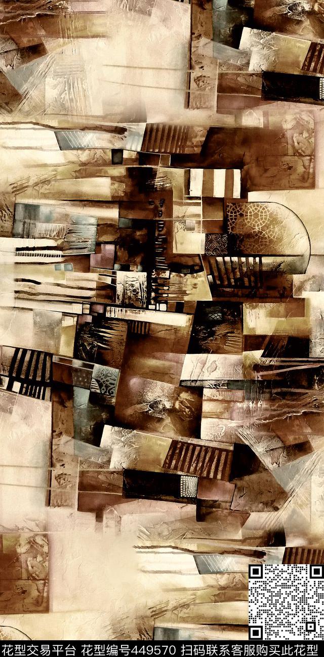 抽象多彩几何数码印花华亿平台下载（图片编号: 449570） - 瓦栏（Walan）