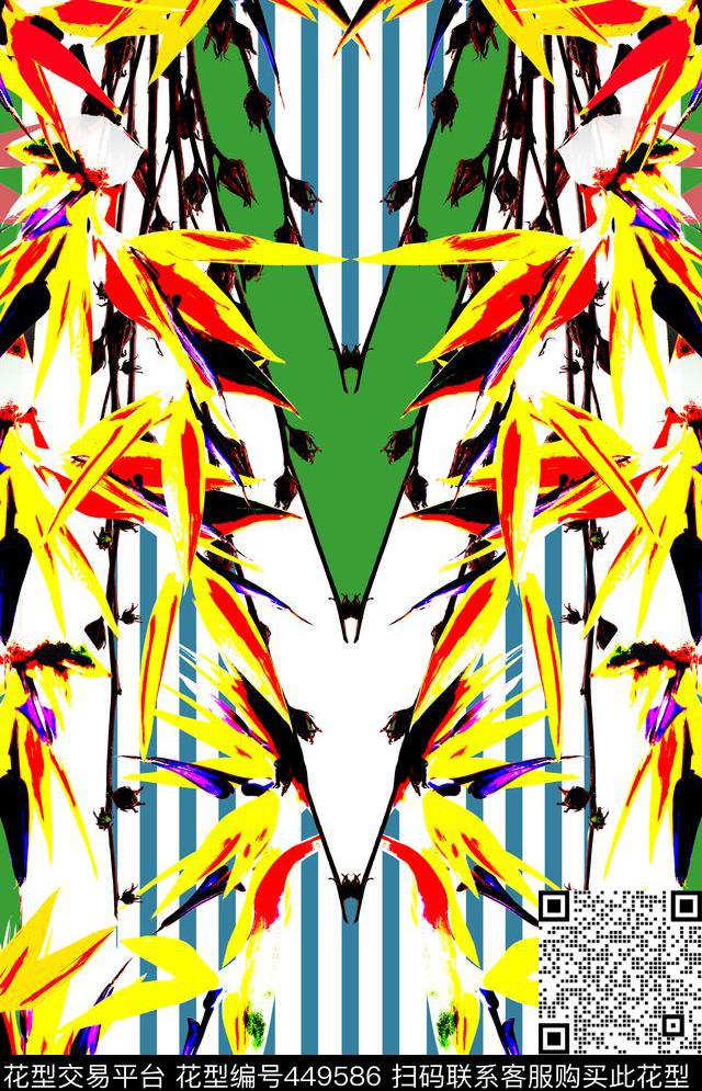 潮流花卉色块传统印花华亿平台下载（图片编号: 449586） - 瓦栏（Walan）