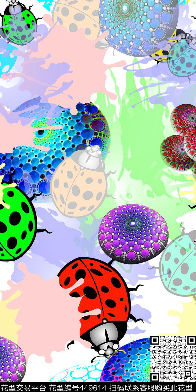 时尚石头七星瓢虫数码印花华亿平台下载（图片编号: 449614） - 瓦栏（Walan）
