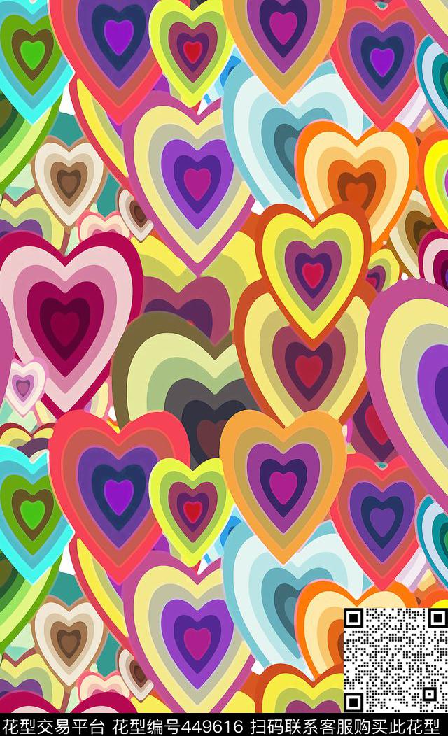 几何四方连续桃心传统印花华亿平台下载（图片编号: 449616） - 瓦栏（Walan）