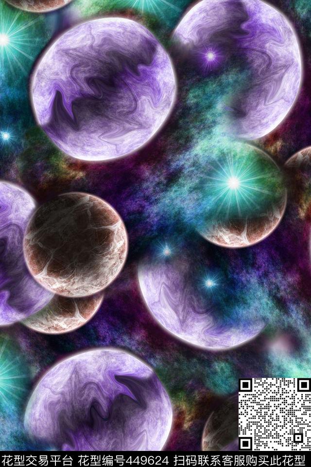 星空星球抽象数码印花华亿平台下载（图片编号: 449624） - 瓦栏（Walan）