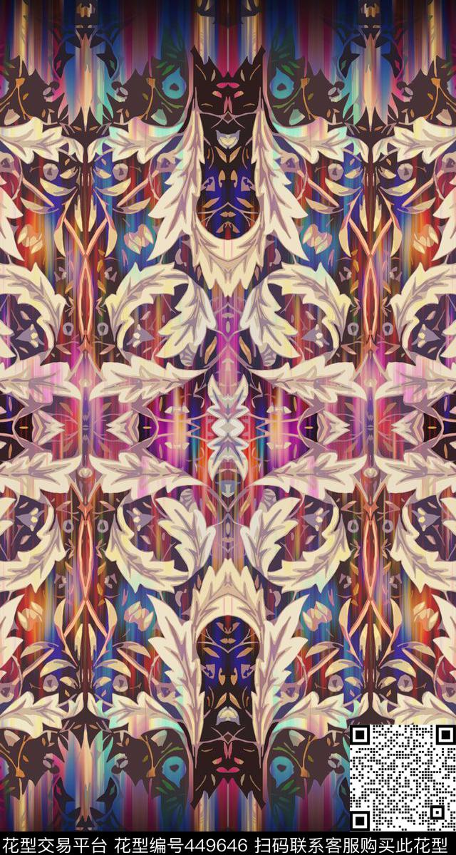 民族民族叶片纹理数码印花华亿平台下载（图片编号: 449646） - 瓦栏（Walan）