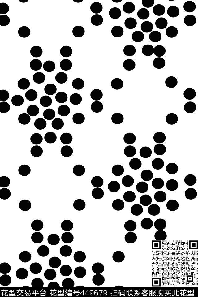点黑白排列数码印花华亿平台下载（图片编号: 449679） - 瓦栏（Walan）