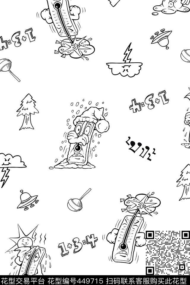 简约温度计闪电云彩传统印花华亿平台下载（图片编号: 449715） - 瓦栏（Walan）