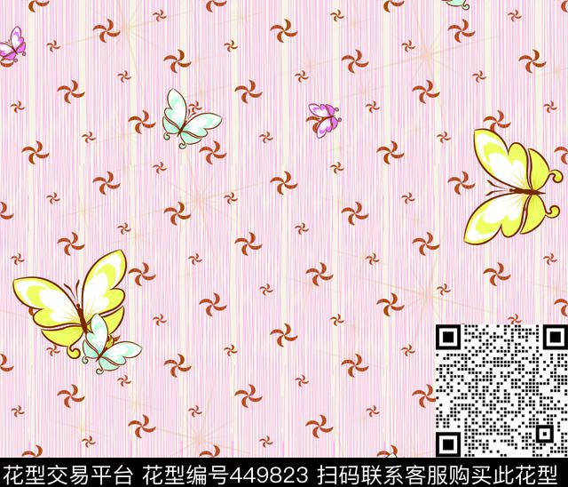 蝴蝶几何清新风格传统印花华亿平台下载（图片编号: 449823） - 瓦栏（Walan）