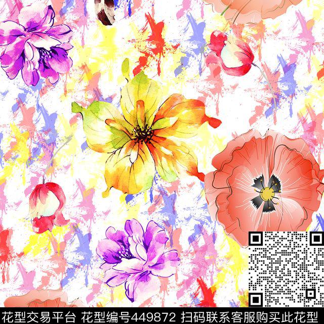 时尚花卉印花数码印花华亿平台下载（图片编号: 449872） - 瓦栏（Walan）
