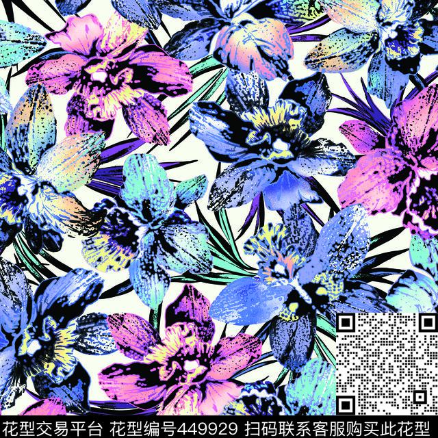 百合花朵花卉数码印花华亿平台下载（图片编号: 449929） - 瓦栏（Walan）