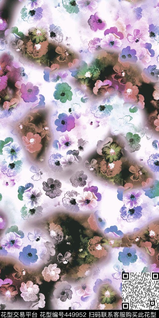 花卉花朵抽象数码印花华亿平台下载（图片编号: 449952） - 瓦栏（Walan）
