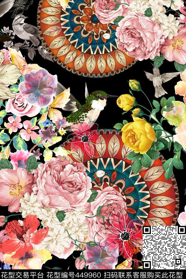 花卉名族休闲数码印花华亿平台下载（图片编号: 449960） - 瓦栏（Walan）