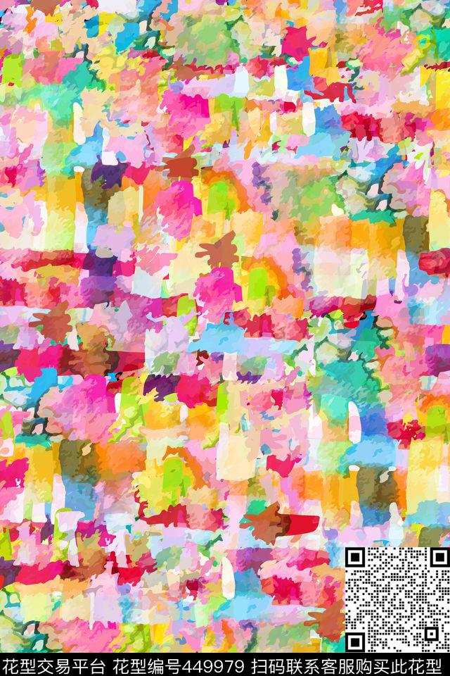 缤纷彩绘痕迹数码印花华亿平台下载（图片编号: 449979） - 瓦栏（Walan）