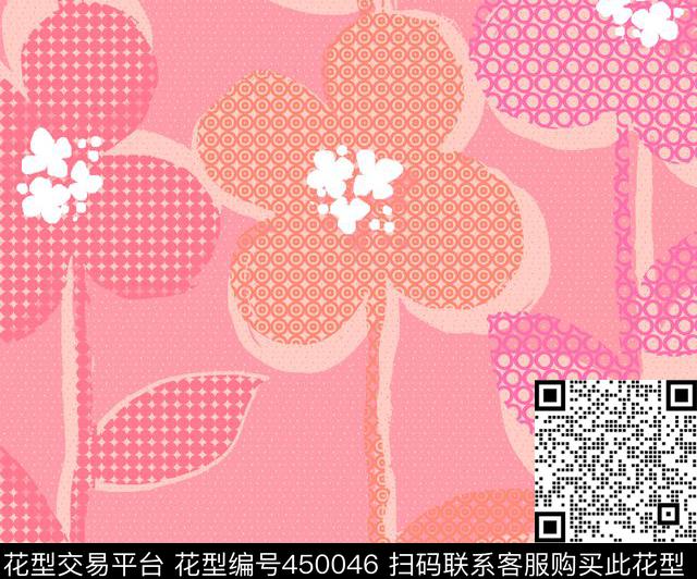 韩版几何花卉可爱公主传统印花华亿平台下载（图片编号: 450046） - 瓦栏（Walan）