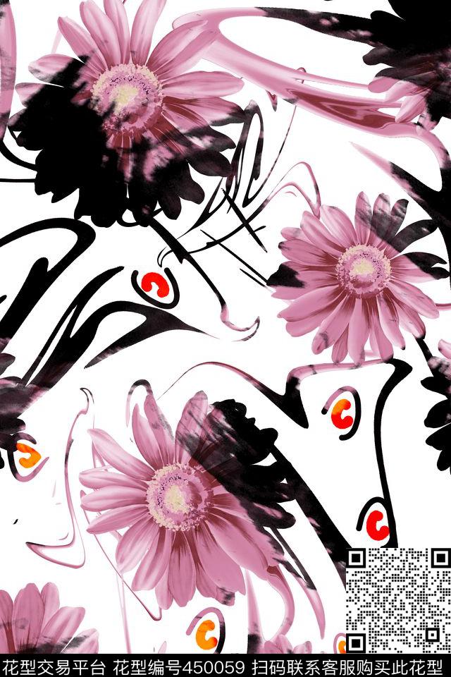 潮牌花卉滤色数码印花华亿平台下载（图片编号: 450059） - 瓦栏（Walan）