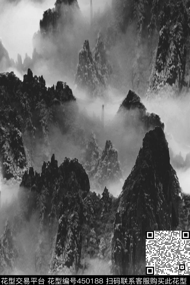 休闲山峰云雾数码印花华亿平台下载（图片编号: 450188） - 瓦栏（Walan）