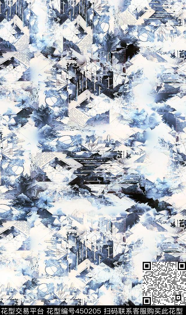 抽象几何机理数码印花华亿平台下载（图片编号: 450205） - 瓦栏（Walan）