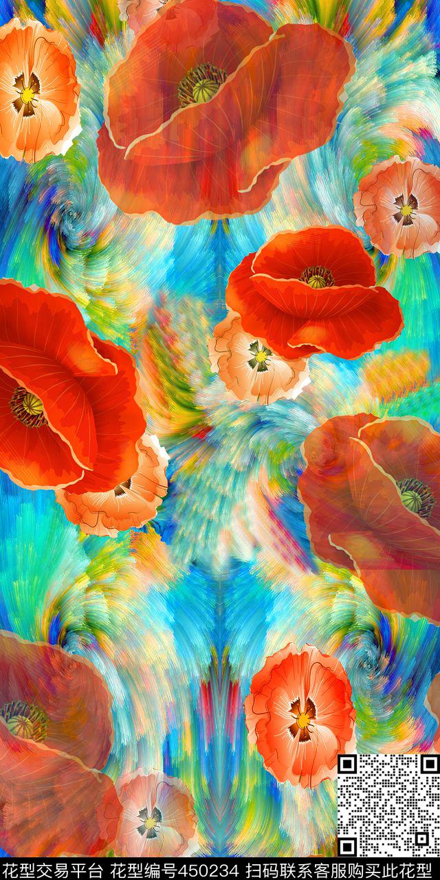花卉时尚印花数码印花华亿平台下载（图片编号: 450234） - 瓦栏（Walan）