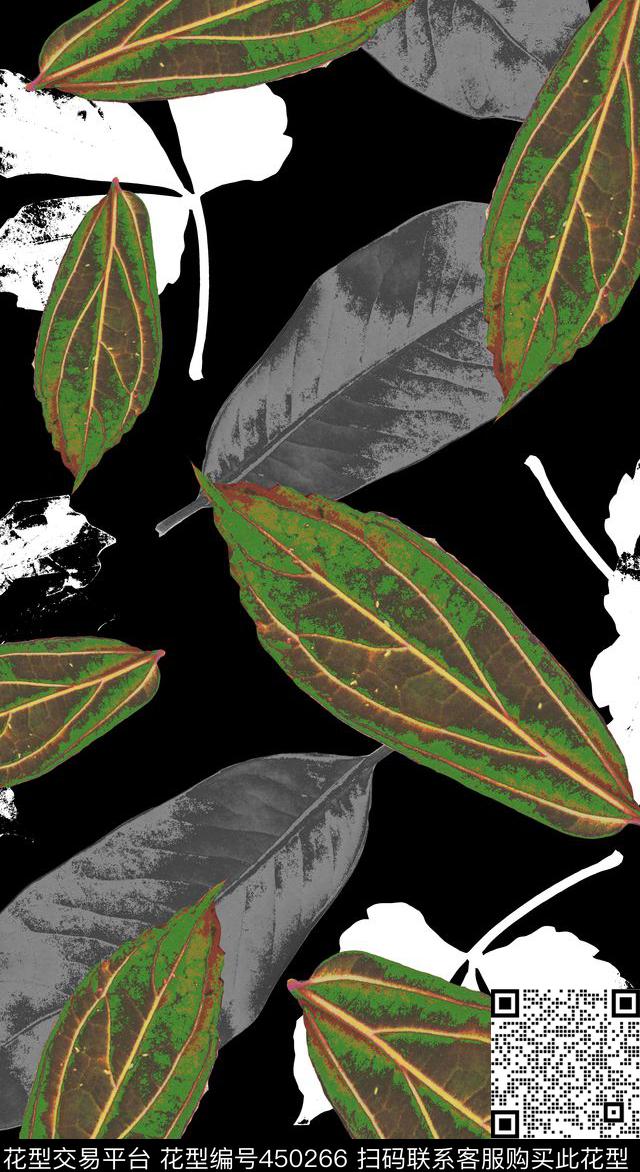 时尚植物现代数码印花华亿平台下载（图片编号: 450266） - 瓦栏（Walan）