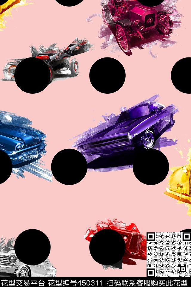 波点手绘汽车数码印花华亿平台下载（图片编号: 450311） - 瓦栏（Walan）