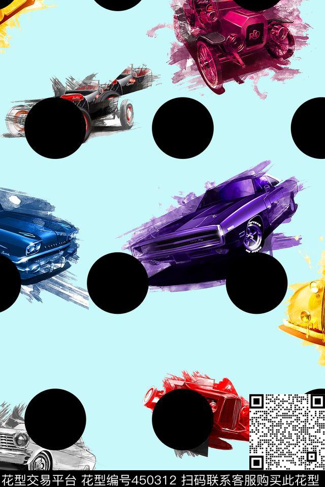 波点手绘汽车数码印花华亿平台下载（图片编号: 450312） - 瓦栏（Walan）