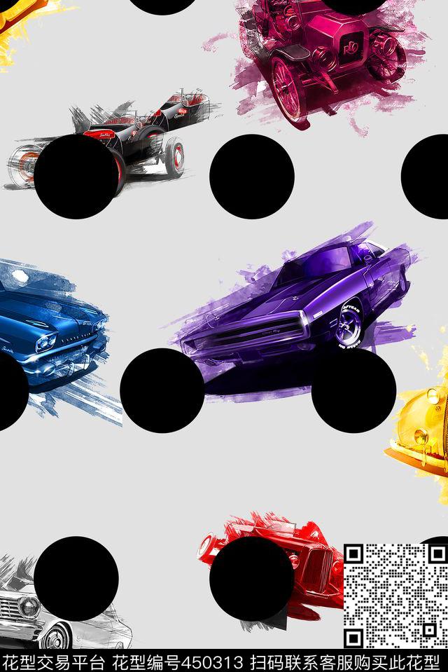 波点手绘汽车数码印花华亿平台下载（图片编号: 450313） - 瓦栏（Walan）