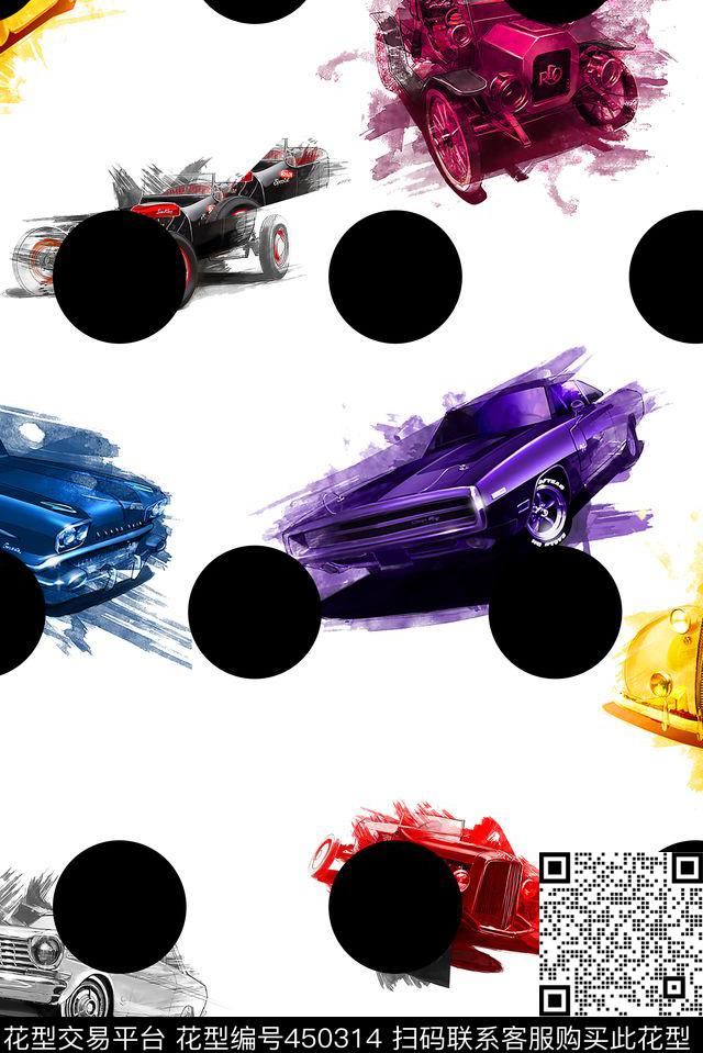 波点手绘汽车数码印花华亿平台下载（图片编号: 450314） - 瓦栏（Walan）