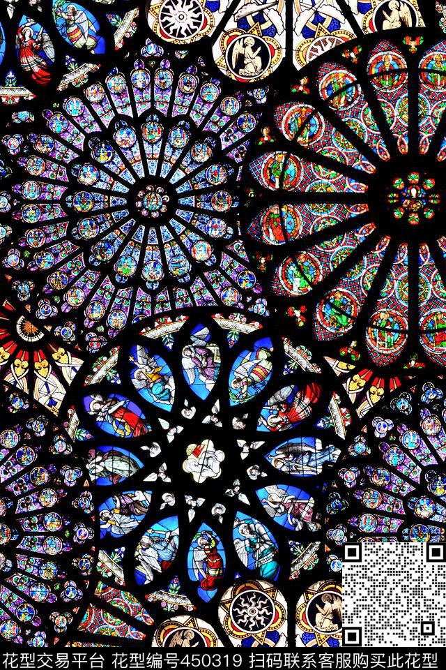欧式教堂玻璃窗户数码印花华亿平台下载（图片编号: 450319） - 瓦栏（Walan）