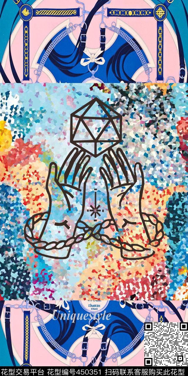 抽象马赛克几何数码印花华亿平台下载（图片编号: 450351） - 瓦栏（Walan）