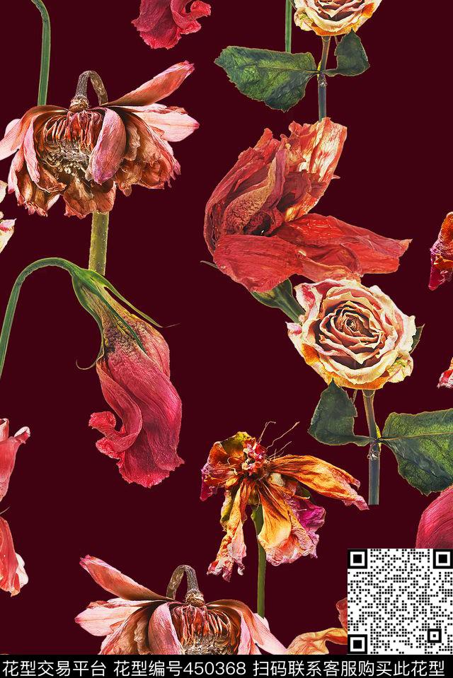花卉花烂花数码印花华亿平台下载（图片编号: 450368） - 瓦栏（Walan）