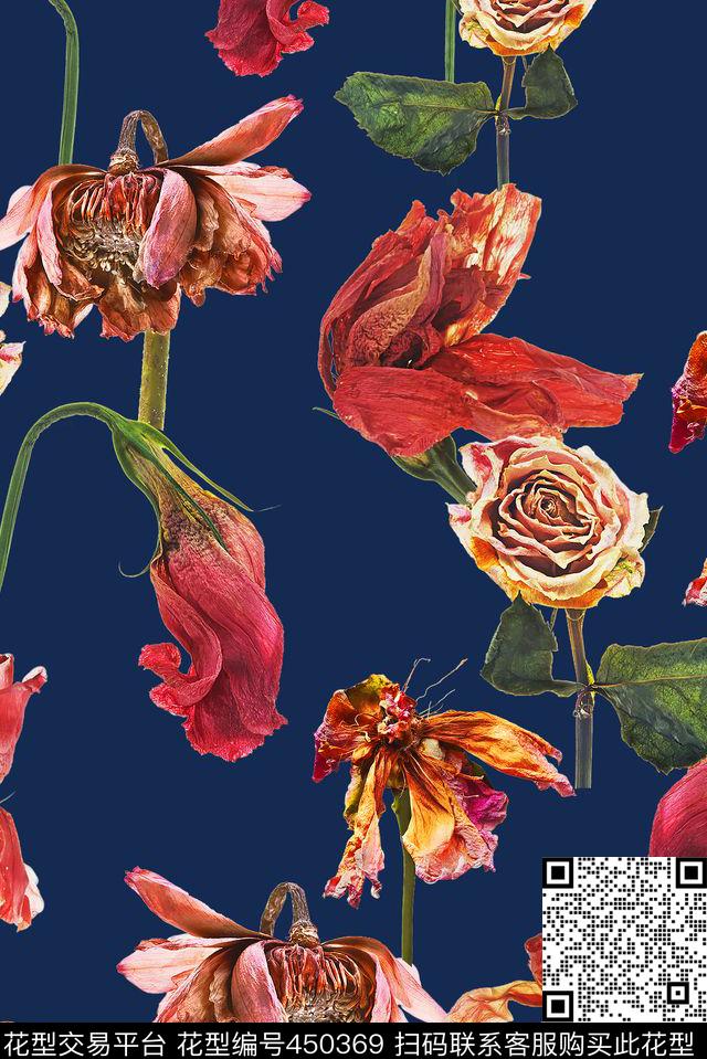 花卉花烂花数码印花华亿平台下载（图片编号: 450369） - 瓦栏（Walan）