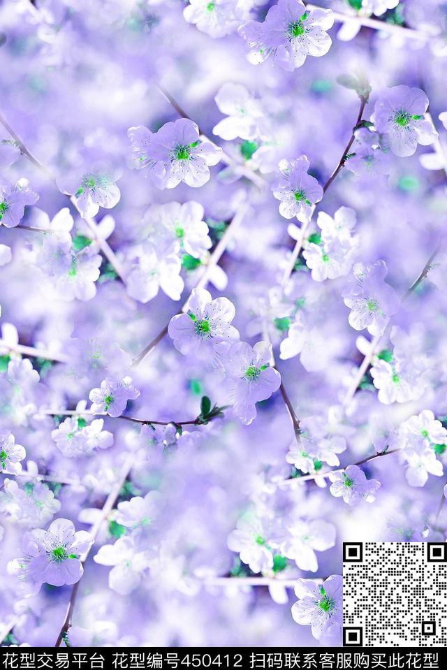 花卉梅花桃花数码印花华亿平台下载（图片编号: 450412） - 瓦栏（Walan）