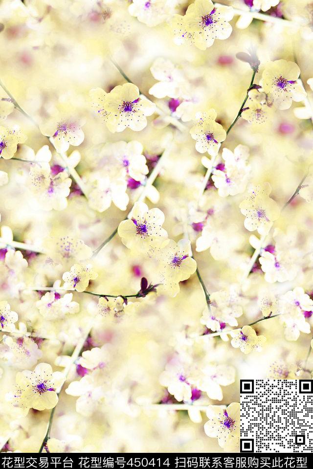 花卉梅花桃花数码印花华亿平台下载（图片编号: 450414） - 瓦栏（Walan）
