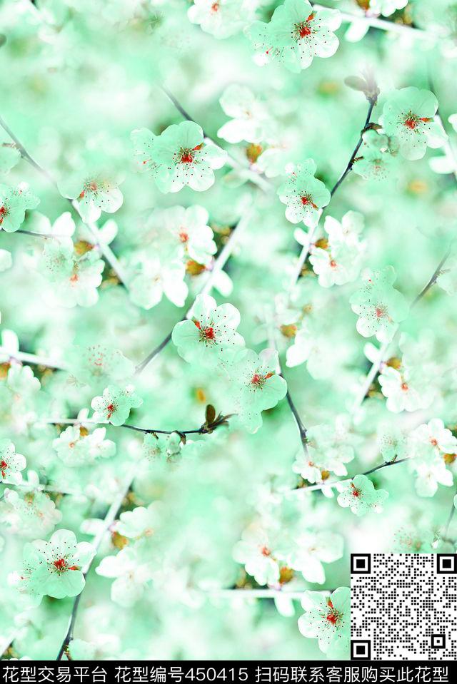 花卉梅花桃花数码印花华亿平台下载（图片编号: 450415） - 瓦栏（Walan）