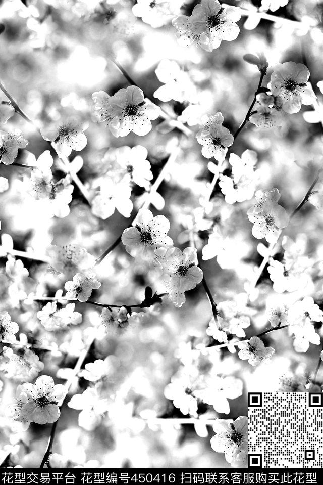 花卉梅花桃花数码印花华亿平台下载（图片编号: 450416） - 瓦栏（Walan）