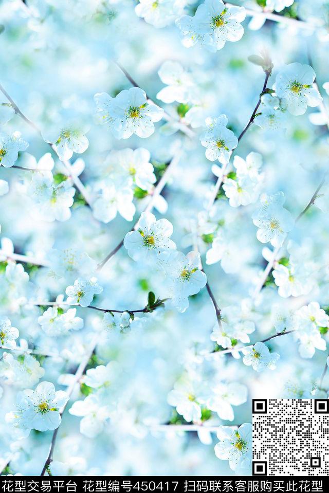 花卉梅花桃花数码印花华亿平台下载（图片编号: 450417） - 瓦栏（Walan）