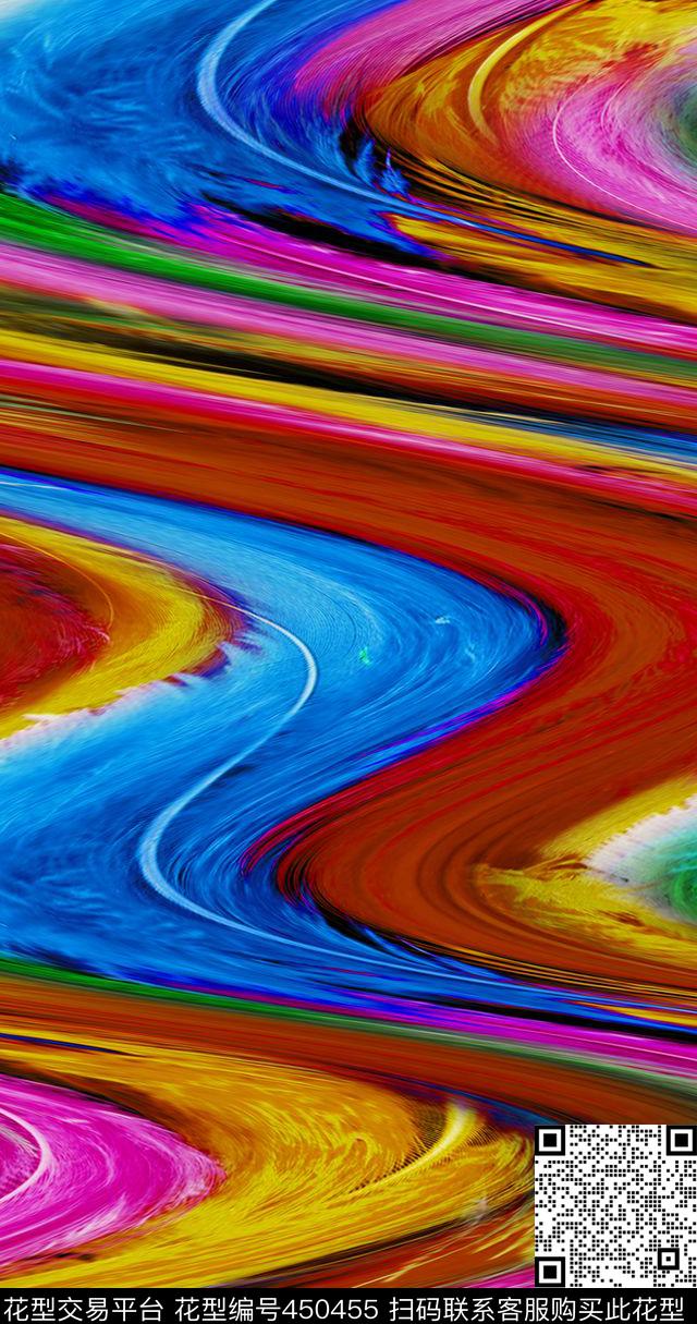 抽象曲线几何数码印花华亿平台下载（图片编号: 450455） - 瓦栏（Walan）