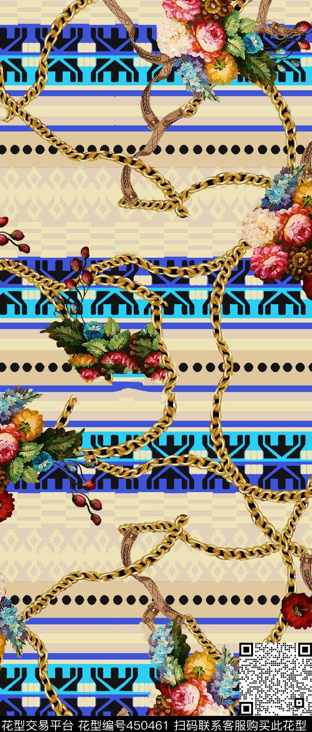横档锁链田园数码印花华亿平台下载（图片编号: 450461） - 瓦栏（Walan）