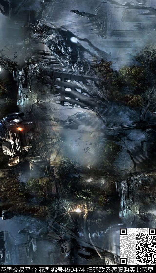 潮流复古风景数码印花华亿平台下载（图片编号: 450474） - 瓦栏（Walan）