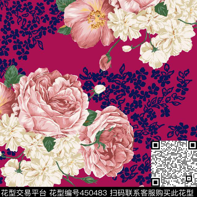 传统印花花卉小花花卉传统印花华亿平台下载（图片编号: 450483） - 瓦栏（Walan）