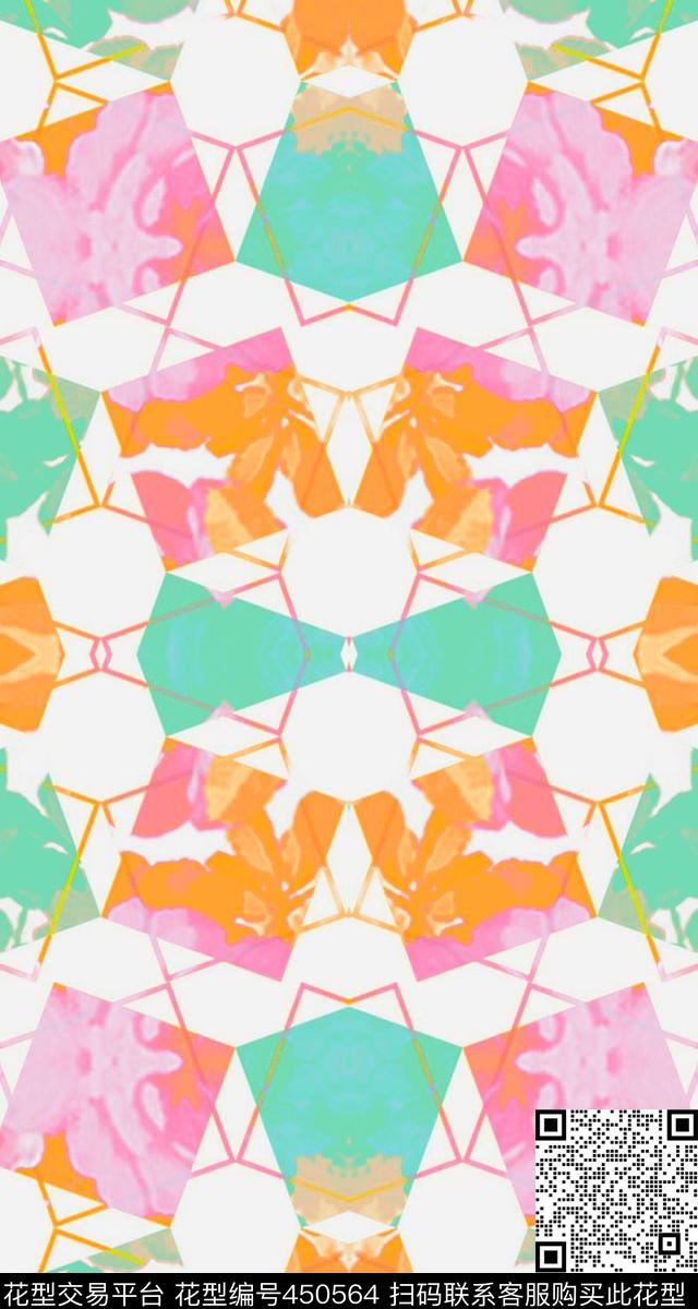 现代花卉格子数码印花华亿平台下载（图片编号: 450564） - 瓦栏（Walan）