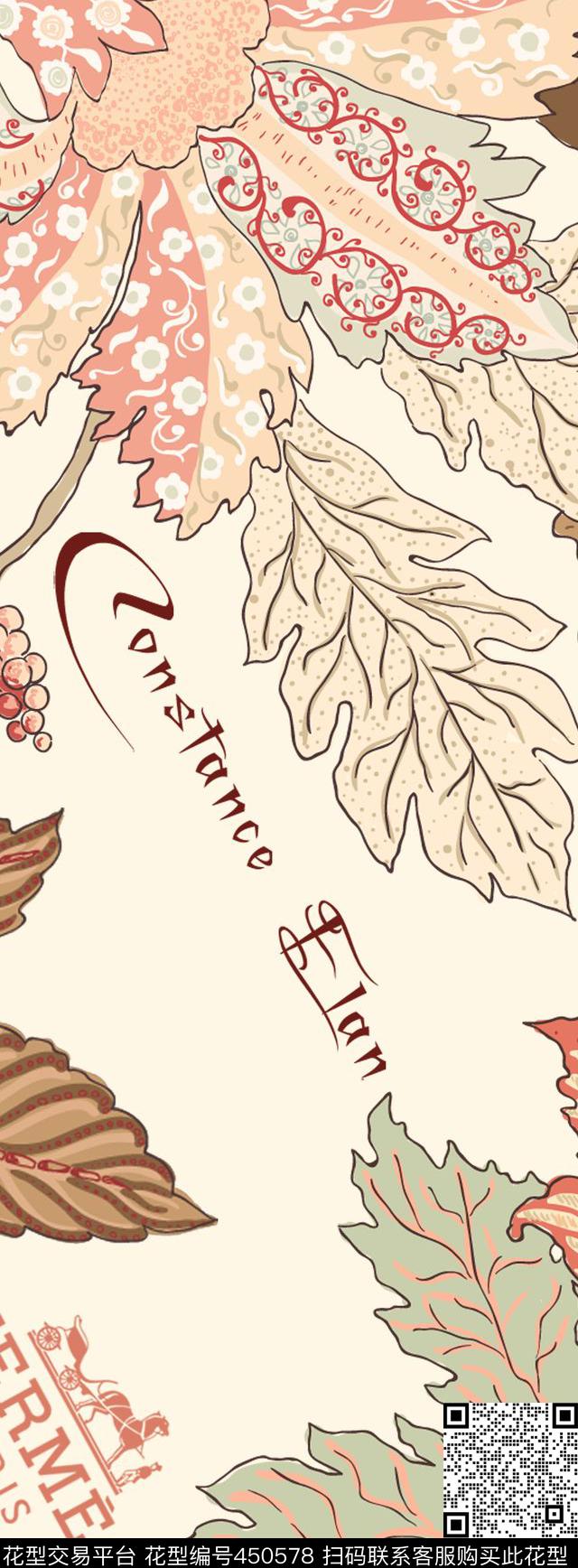 爱马仕大牌花卉传统印花华亿平台下载（图片编号: 450578） - 瓦栏（Walan）