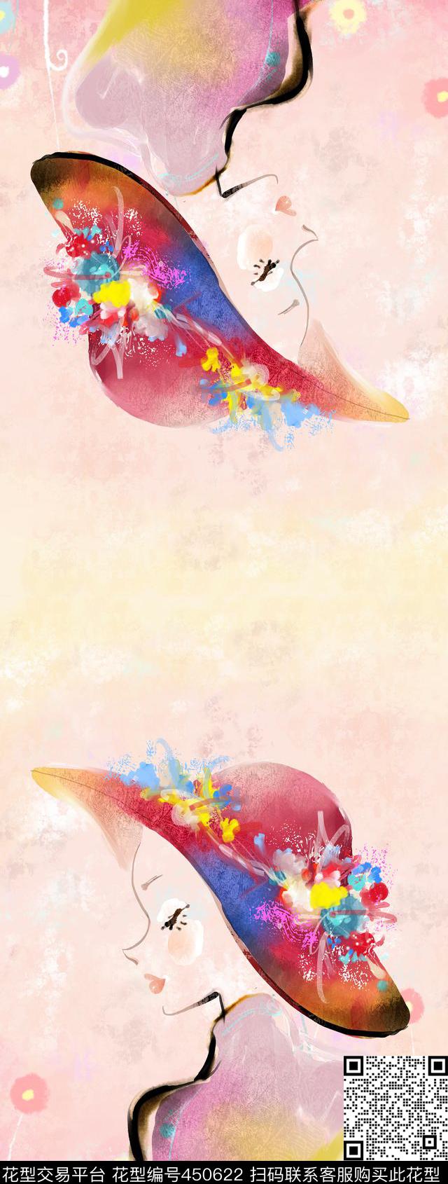 水墨油画女孩数码印花华亿平台下载（图片编号: 450622） - 瓦栏（Walan）