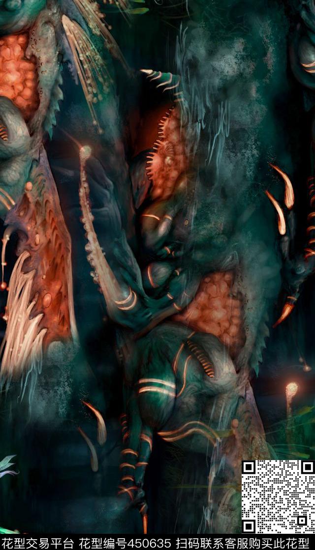 潮流抽象动物数码印花华亿平台下载（图片编号: 450635） - 瓦栏（Walan）