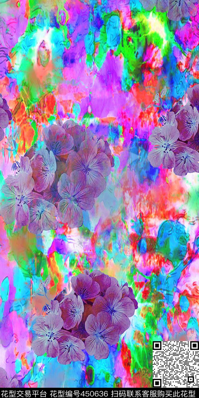 绚丽花朵数码印花华亿平台下载（图片编号: 450636） - 瓦栏（Walan）
