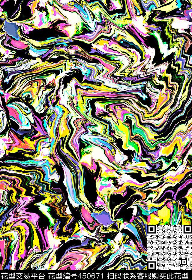 抽象创意服装数码印花华亿平台下载（图片编号: 450671） - 瓦栏（Walan）