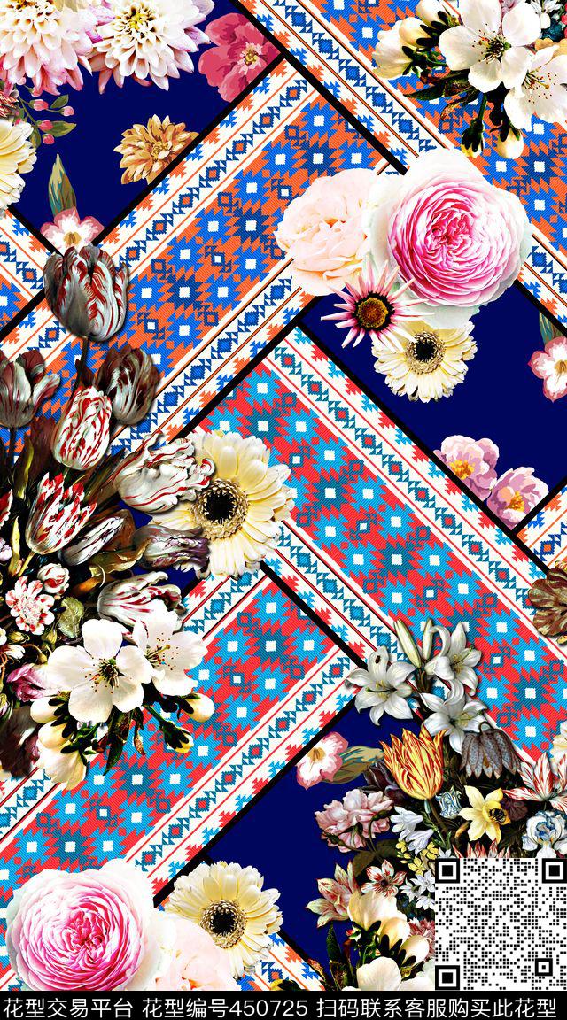 创意服装民族条纹数码印花华亿平台下载（图片编号: 450725） - 瓦栏（Walan）