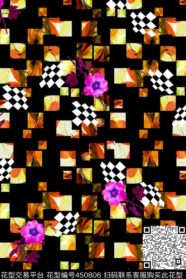 花卉深色神秘数码印花华亿平台下载（图片编号: 450806） - 瓦栏（Walan）