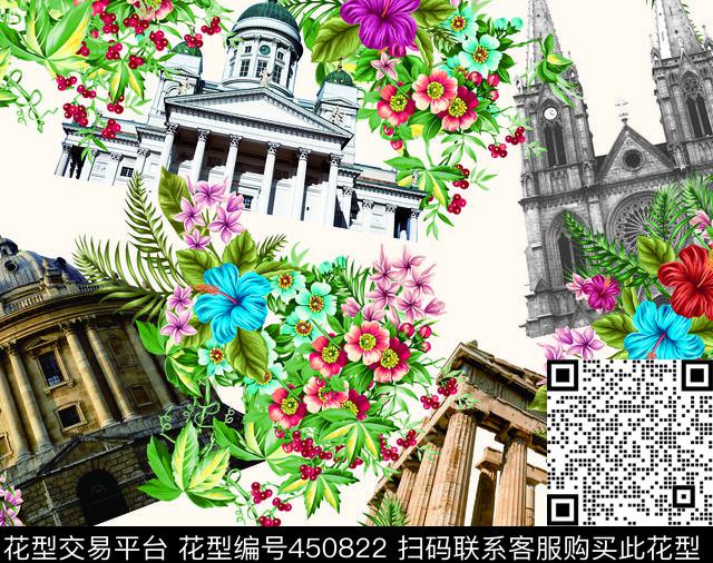建筑花卉数码印花华亿平台下载（图片编号: 450822） - 瓦栏（Walan）