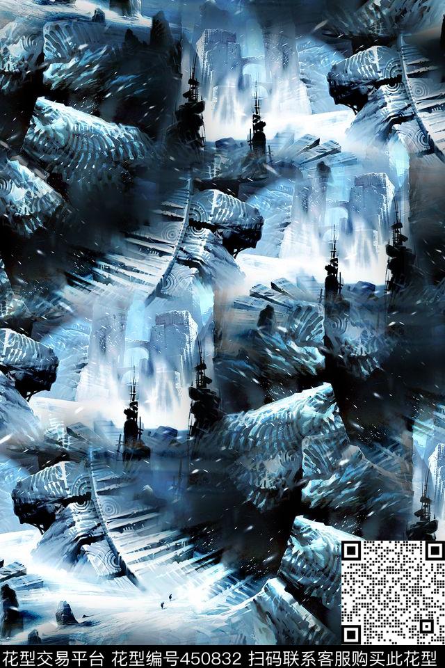 抽象创意服装数码印花华亿平台下载（图片编号: 450832） - 瓦栏（Walan）