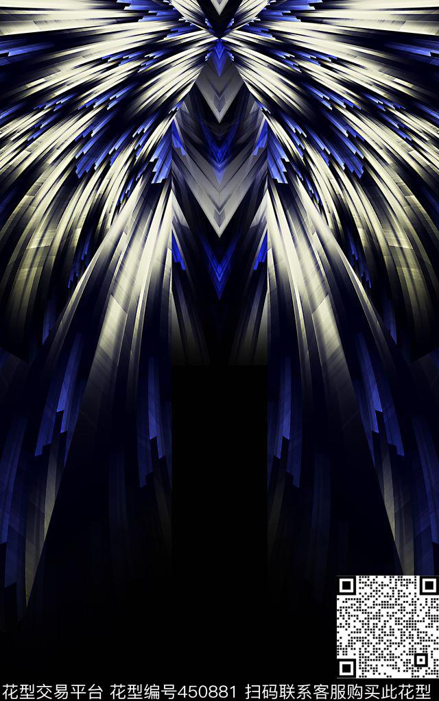 潮流抽象羽毛数码印花华亿平台下载（图片编号: 450881） - 瓦栏（Walan）