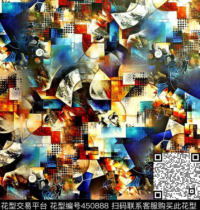 抽象绚丽亮丽数码印花华亿平台下载（图片编号: 450888） - 瓦栏（Walan）