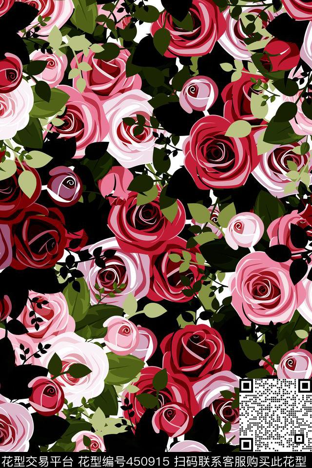 休闲玫瑰浪漫传统印花华亿平台下载（图片编号: 450915） - 瓦栏（Walan）